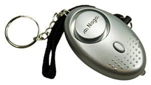 NAGO Mini Alarm Schlüsselanhänger Taschenalarm Notfallalarm Panikalarm mit LED Leuchte Sirene ca. 140 dB silber