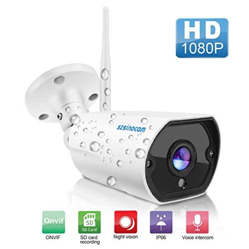 WIFI IP Kamera 1080P Überwachungskamera Wetterfest IP66 HD Überwachung CCTV Kamera System IR LED Nachtsicht Zwei-Wege-Audio, Onvif Motion Detection, E-Mail-Benachrichtigung, Auto-Aufnahme von SZSINOCAM